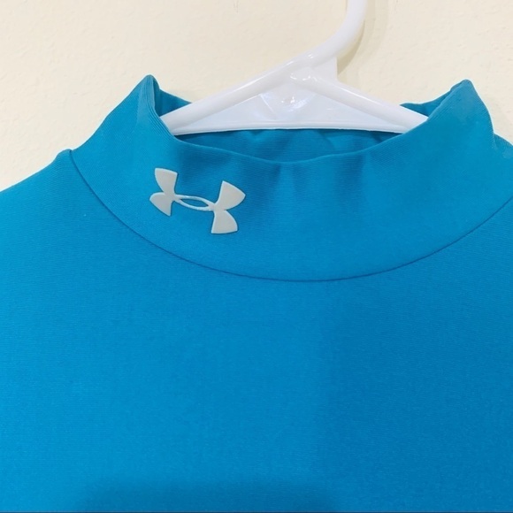 UNDER ARMOUR compression layer high neck shirt rash guards light blue womens M - Picture 3 of 9